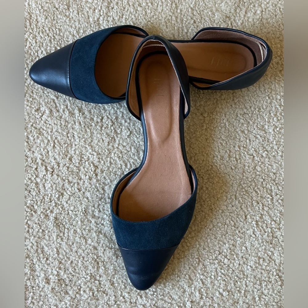 J. Jill Two-Tone Navy Pointed-Toe D'Orsay Flats
